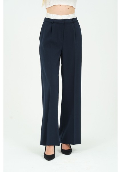 Kadın Bel Garni Detaylı Yüksek Bel Palazzo Pantolon