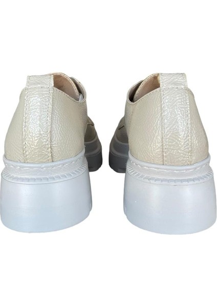 Bağcıklı Yüksek Taban Kadın Oxford Ayakkabı BEJ - EKRU