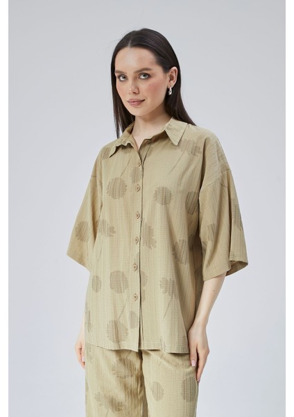 Kadın Haki Oversize Gömlek