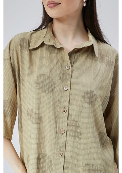 Kadın Haki Oversize Gömlek