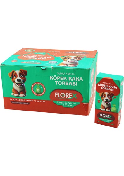 2400 Adet = 1 Koli Köpek - Evcil Hayvan Kaka Torbası Pudra Kokulu - 25X35CM (5282)