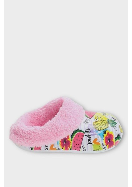 İçi Kürklü Dışı Eva Çocuk Ev Kreş Okul Sokak Terlik Pembe indirimleri