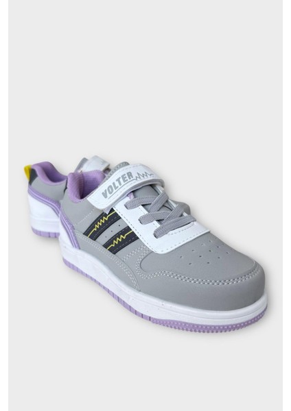 Çocuk Bağcıklı Cırtlı Çocuk Spor Ayakkabı Gri - Lila fiyatları