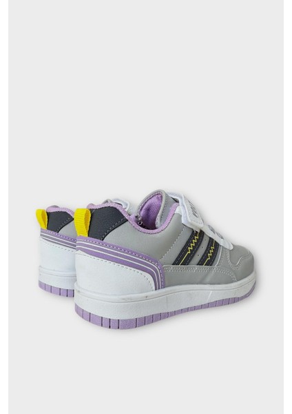 Çocuk Bağcıklı Cırtlı Çocuk Spor Ayakkabı Gri - Lila indirimleri