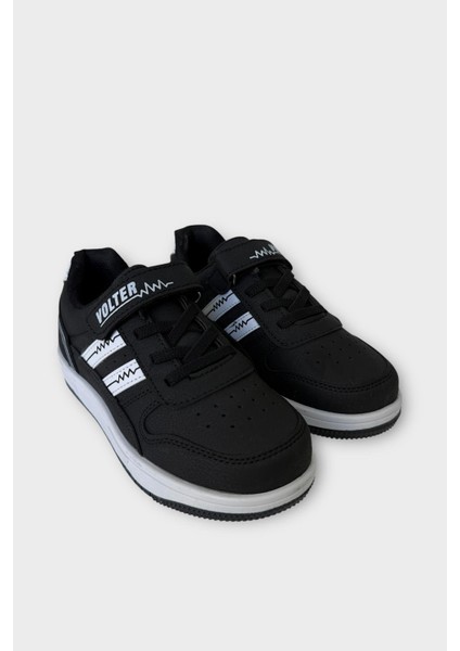 Çocuk Bağcıklı Cırtlı Çocuk Spor Ayakkabı Siyah - Beyaz modelleri