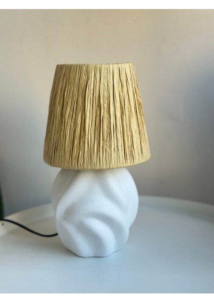 Seramik Beyaz Dalgalı Kısa Boy Abajur fiyatları