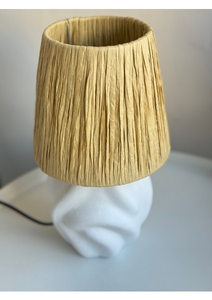 Seramik Beyaz Dalgalı Kısa Boy Abajur modelleri