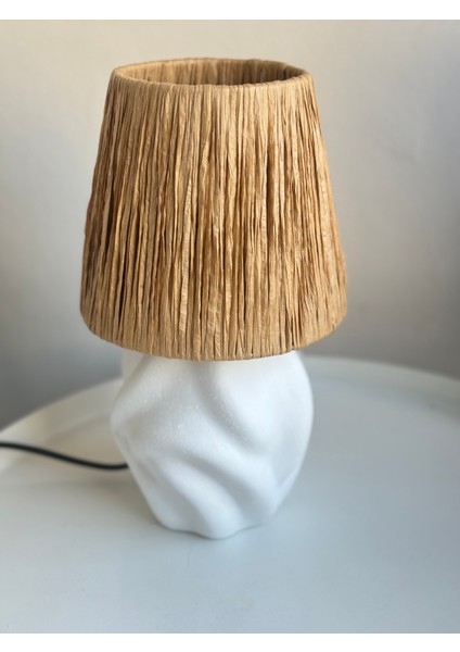 Seramik Beyaz Dalgalı Kısa Boy Abajur fiyatları