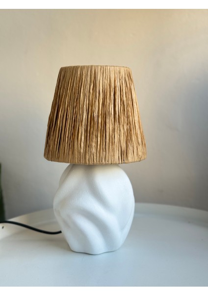 Seramik Beyaz Dalgalı Kısa Boy Abajur modelleri