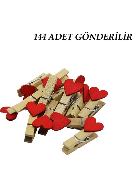 144 Adet Mini Kalpli Ahşap Fotoğraf - Süs - Sunum Mandalı (5282) fiyatları
