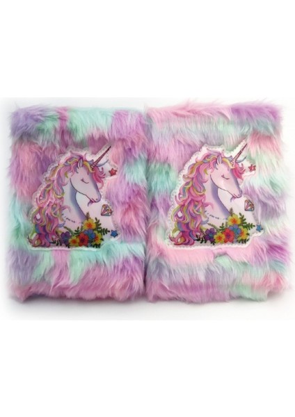 Çiçekli Unicorn Tasarımlı Peluş Hatıra Defteri