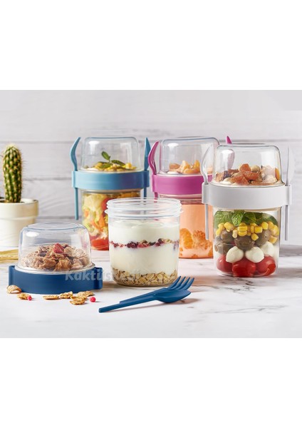 4 'lü Set Çatallı Kaşıklı Atıştırmalık Yemek Yoğurt Müsli Granola Diyet Kabı - Yemek Saklama Kabı 7167761 fırsatları