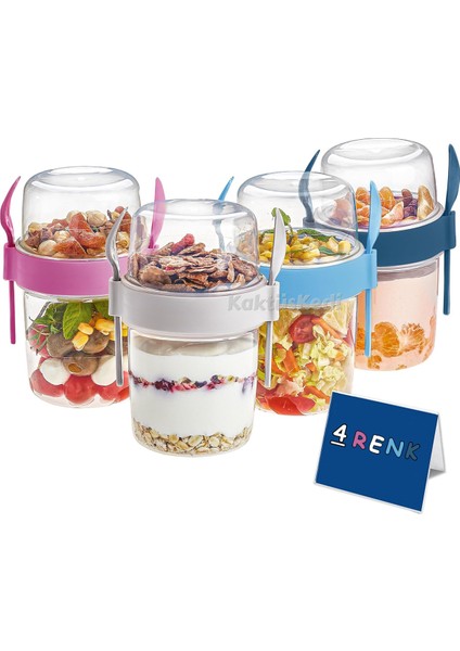 4 'lü Set Çatallı Kaşıklı Atıştırmalık Yemek Yoğurt Müsli Granola Diyet Kabı - Yemek Saklama Kabı 7167761 indirimleri
