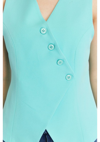 Kadın Regular V Yaka Düğmeli Yelek