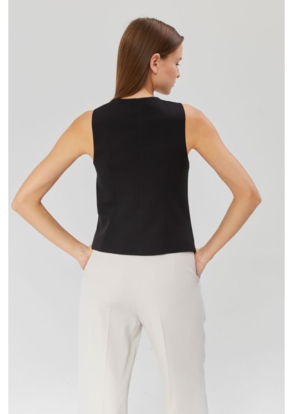 Kadın Regular V Yaka Düğmeli Yelek