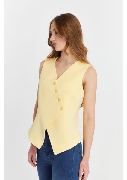 Kadın Regular V Yaka Düğmeli Yelek