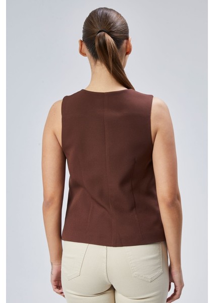 Kadın Regular V Yaka Düğmeli Yelek