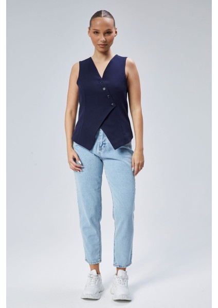 Kadın Regular V Yaka Düğmeli Yelek