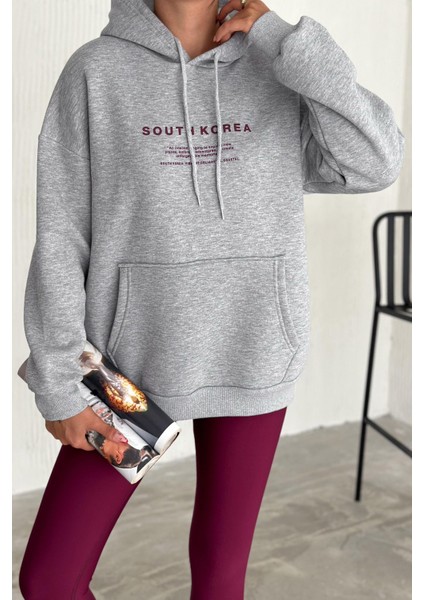 Kadın Güney Kore Şehir Baskılı Kapüşonlu Sweatshirt – Sokak & Kültürel Stil modelleri