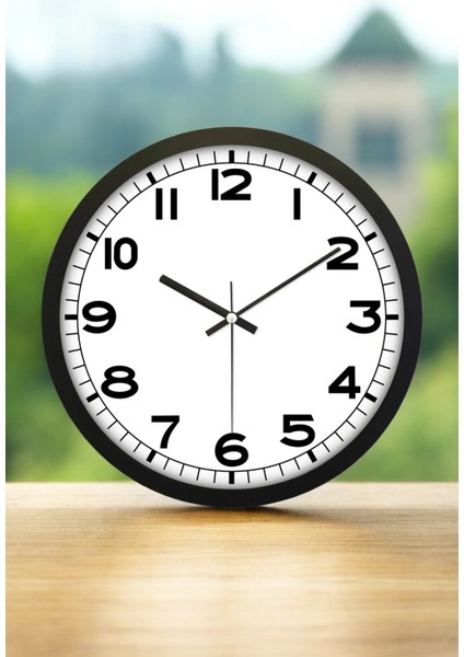 31 cm Gerçek Camlı Akar Saniyeli Duvar Saati Siyah 7176681