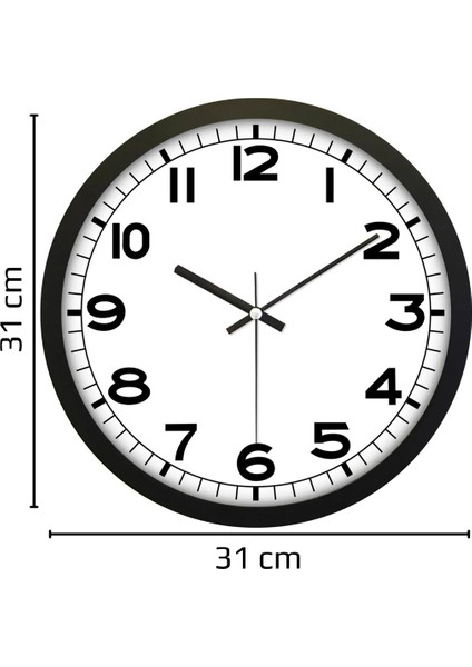 31 cm Gerçek Camlı Akar Saniyeli Duvar Saati Siyah 7176681 modelleri