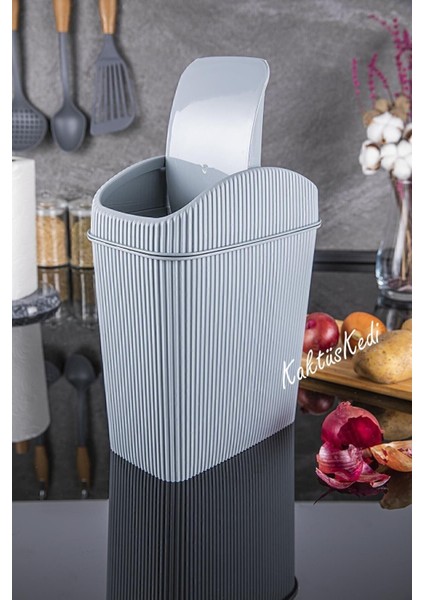 6 Lt Çöp Kutusu,mutfak,banyo,tuvalet,masaüstü,ofis Çöp Kovası Gri 7170511