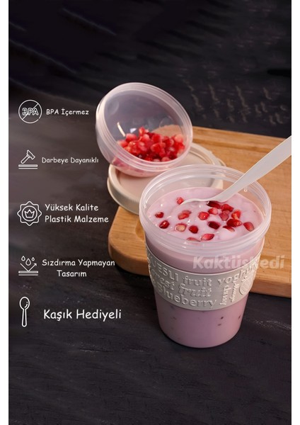 4 Adet Kapaklı Kaşıklı Hazırla ve Çık Meyveli Yoğurt Kabı | Yemek Saklama Kabı 7167661 modelleri