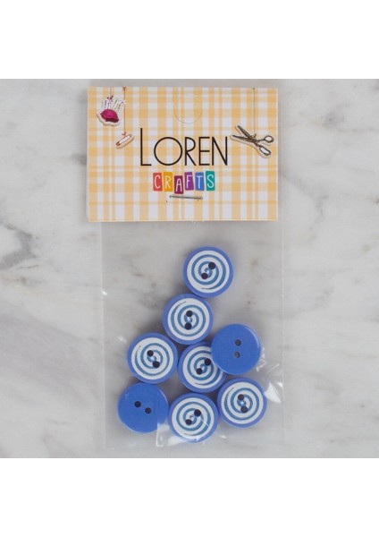 Loren Crafts Mavi 8 Li Yuvarlak Düğme - 452