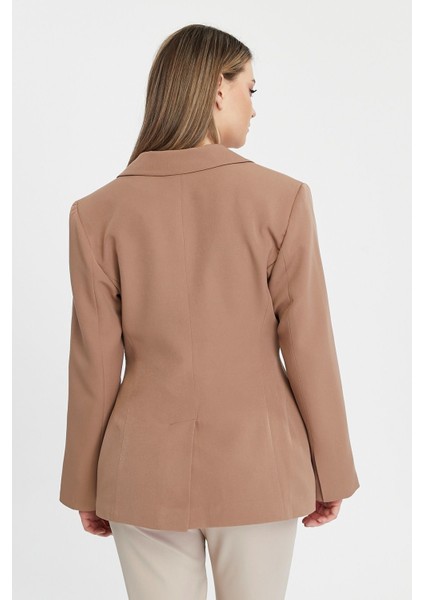 Kadın Regular Astarlı Kruvaze Kapama Dokuma Blazer Ceket