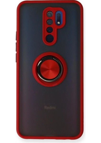 Xiaomi Redmi 9 Kılıf Montreal Yüzüklü Silikon Kapak - Kırmızı