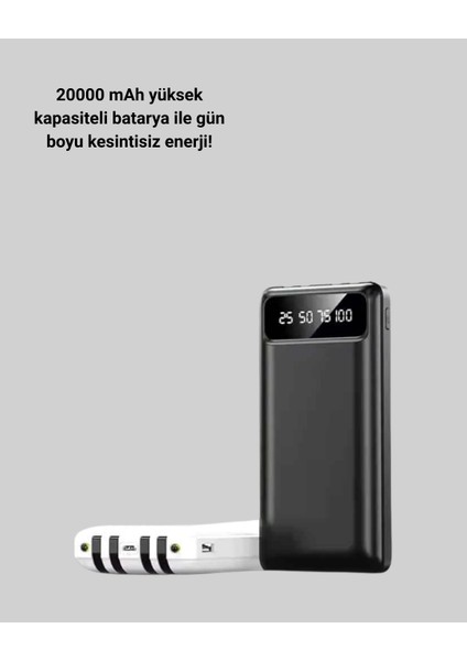 20.000MAH Pd Powerbank LED Işık LCD Ekran Dahili Kablo Çoklu Giriş modelleri