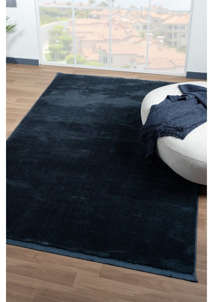 Yıkanabilir Kaymaz Taban Mavi Post Peluş Halı Kesme Yolluk Oturma Odası Salon Yatak Odası Halısı