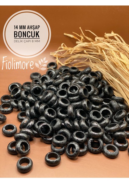 14 mm Renkli Ahşap Yassı Yüzük Boncuk (25 Gram 70 Adet) Delik Çapı 8 mm Makrome Takı Tasarım