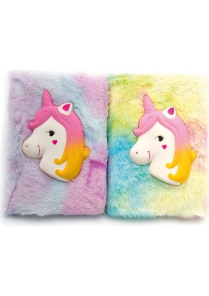 Kabartmalı Unicorn Tasarımlı Peluş Hatıra Defteri