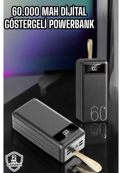 Powerbank 60.000 Mah Hızlı Şarj 4 Çıkışlı Uzun Şarj Süreli Dijital Göstergeli