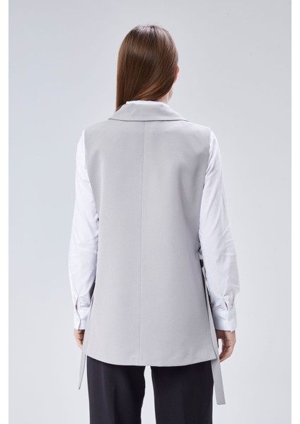Kadın Gri Regular Astarlı Dokuma Yelek