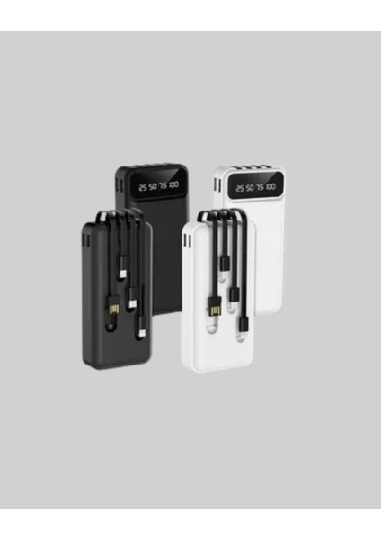 LED Işıklı 20.000MAH Powerbank LCD Gösterge Dahili Çoklu Kablo fırsatları
