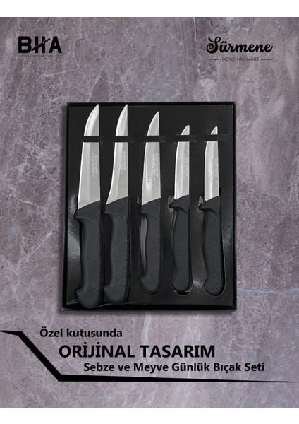 Sürmene 5 Parça Sebze Günlük Kullanım Çok Amaçlı Bıçak Seti Et Ekmek Sebze Meyve Çeyiz Bıçak Takımı modelleri
