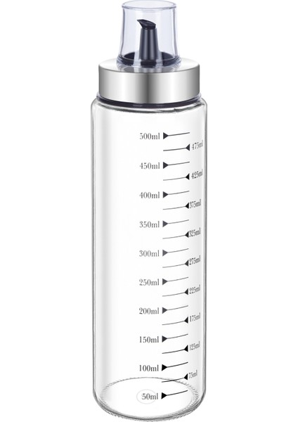 Cam Yağdanlık – Metal Kapaklı, Damlatmaz, Isıya Dayanıklı, Ölçülü Akıllı Yağlık 550 ml (Zeytinyağı, Sirke, Ayçiçek Yağı)