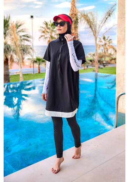 Siyah Tam Kapalı Tesettür Mayo 4 Parça Set M2532 fiyatları