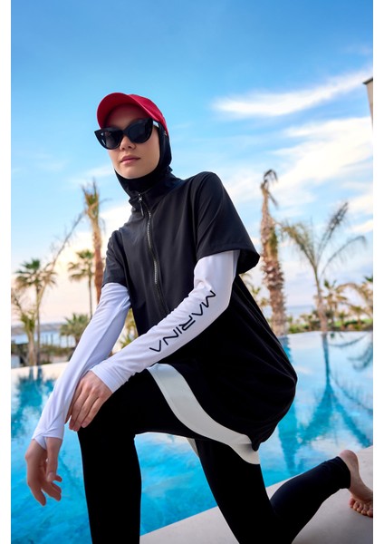 Siyah Tam Kapalı Tesettür Mayo 4 Parça Set M2532 modelleri