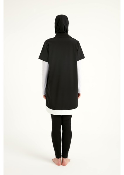 Siyah Tam Kapalı Tesettür Mayo 4 Parça Set M2532