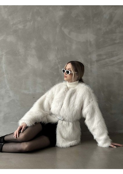 Cepli ve Astarlı Uzun Kürk Kaban/ Mont-Yaka Kancalı