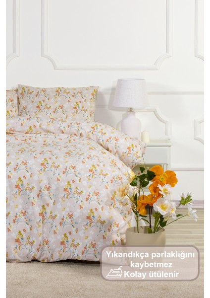 Floret Nevresim Takımı Çift Kişilik Fitted Lastikli (200x220 cm) Ekru fiyatları