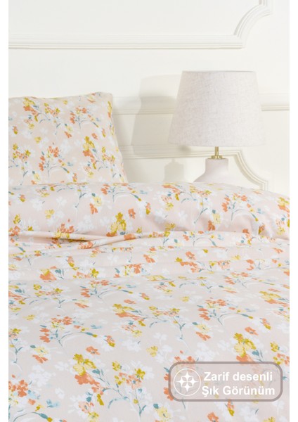 Floret Nevresim Takımı Çift Kişilik Fitted Lastikli (200x220 cm) Ekru modelleri