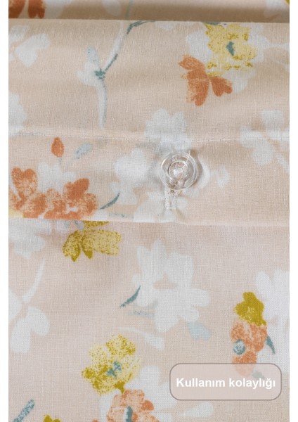 Floret Nevresim Takımı Çift Kişilik Fitted Lastikli (200x220 cm) Ekru indirimleri