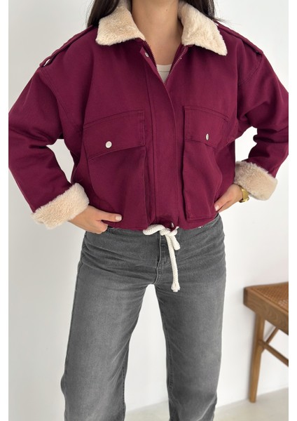 Kadın Peluş Detaylı Fermuarlı Mont – Sıcak & Şehirli Stil fiyatları