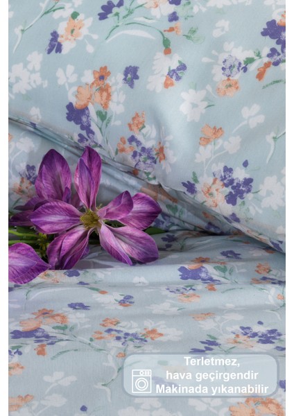 Floret Nevresim Takımı Çift Kişilik Fitted Lastikli (200x220 cm) Yeşil fırsatları