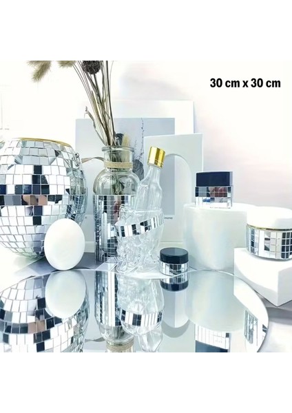 Kare Silver Cam Mozaik Fayans Çıkartmaları El Işi Kare Cam Fayans Kendinden Yapışkanlı Aynalı Dekor Panel 30X30 cm modelleri
