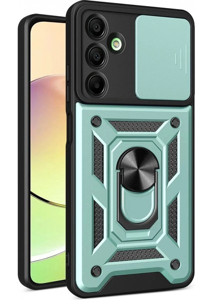 Samsung Galaxy A16 5g Kılıf Pars Lens Yüzüklü Silikon - Yeşil